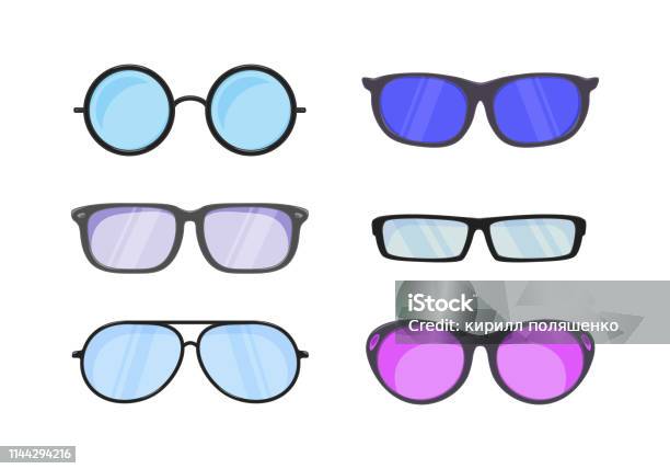 Sunglasses In Flat Style Stock Illustration - Download Image Now - 3-D Glasses, Accessory Designer Of The Year, Black Color