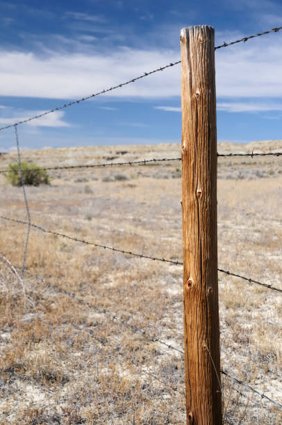 istock Barbed Wire Fence, Wyoming 114429760