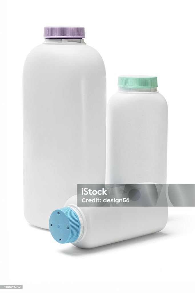 Frascos de plástico de polvo de talco - Foto de stock de Polvo de talco libre de derechos