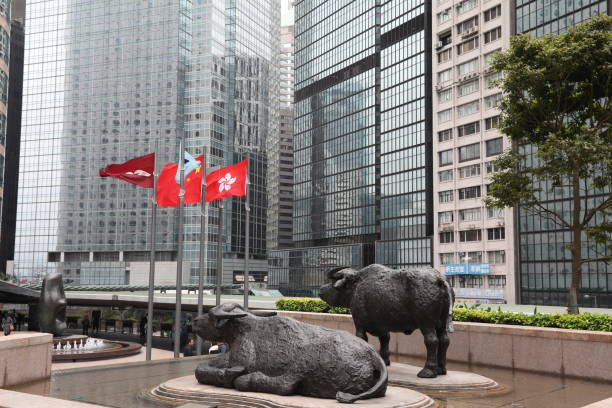 Hong Kong, Hong Kong - 02 22 2017: Hong Kong stock exchange business downtown district.