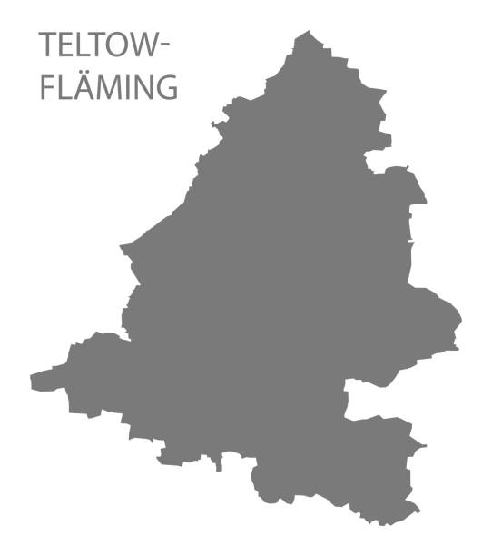 teltow-fläming graue landkreiskarte von brandenburg - teltow stock-grafiken, -clipart, -cartoons und -symbole