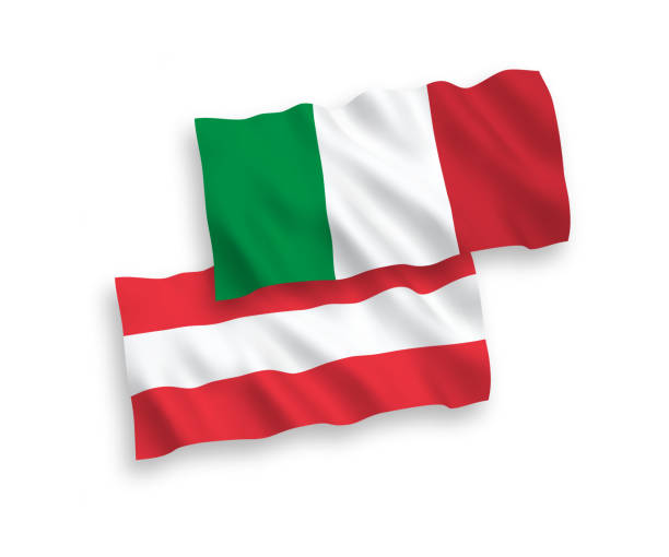istock Flags of Italy and Austria on a white background 1144304258