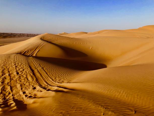 istock Sand Dunes In Desert Against Clear Sky 1144304890