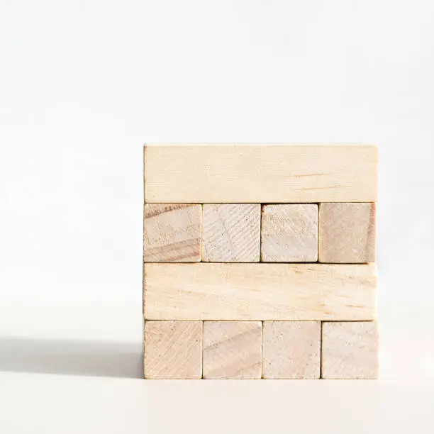 Wood blocks on a white background front view