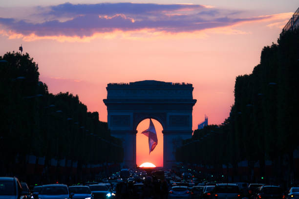 istock stunning sunset at the Arc de Triomphe, Paris 1144307383