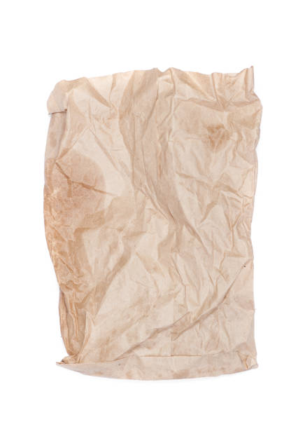 cumpled paper bag - paper bag bag packed lunch paper imagens e fotografias de stock