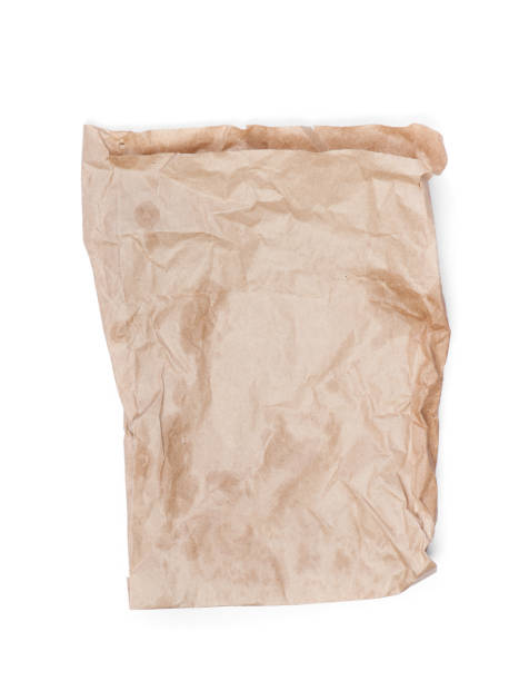 cumpled paper bag - paper bag bag packed lunch paper imagens e fotografias de stock