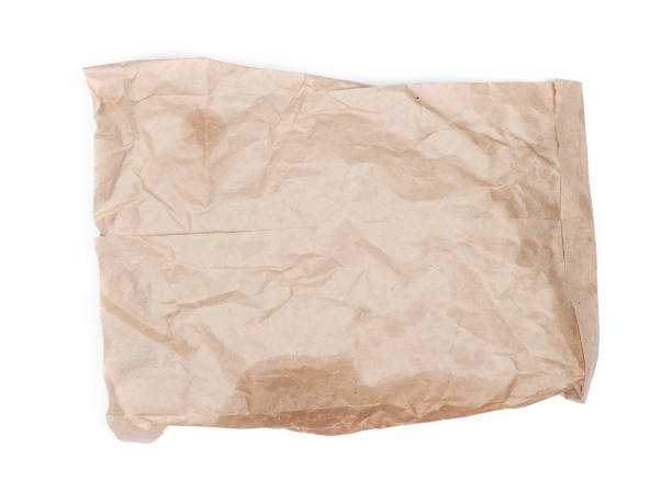 cumpled paper bag - paper bag bag packed lunch paper imagens e fotografias de stock