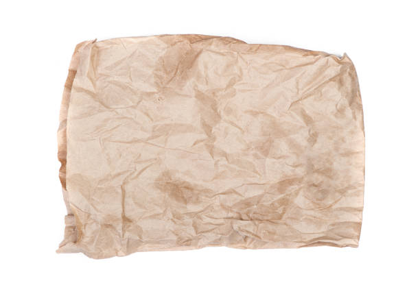cumpled paper bag - paper bag bag packed lunch paper imagens e fotografias de stock