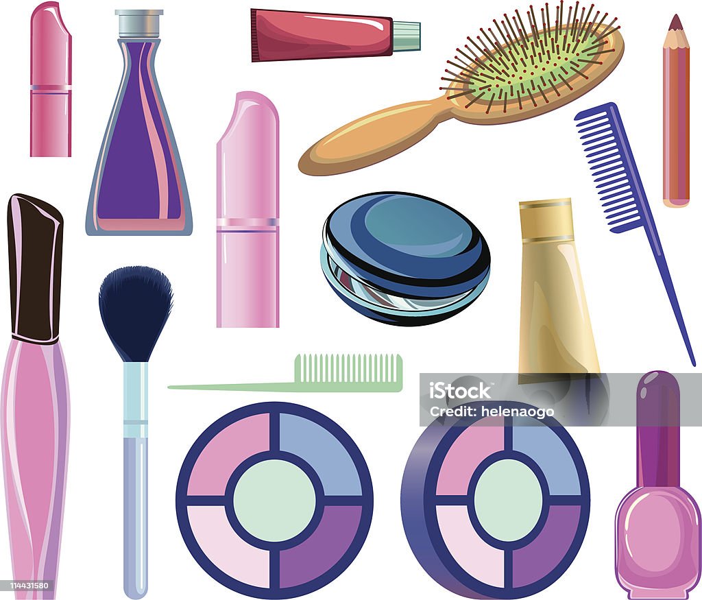 Cosmetic Items Manicure And Makeup Stock Illustration - Download Image Now  - Choice, Color Image, Comb - Hair Care - iStock