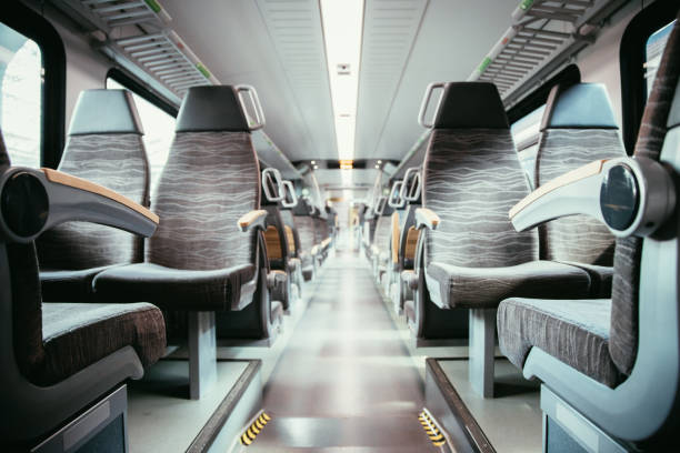 istock Interior of a public transport train, blurry background 1144316920
