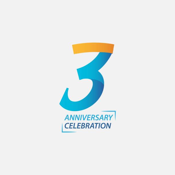 ilustrações de stock, clip art, desenhos animados e ícones de 3 year anniversary celebration vector template design illustration - number certificate number 3 year
