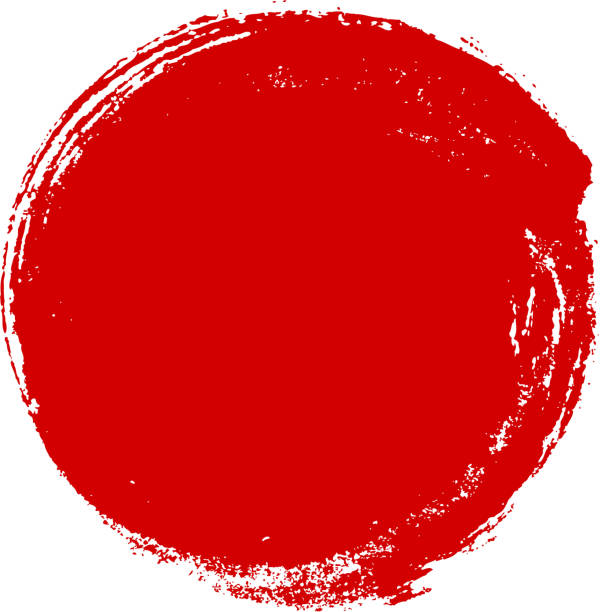 Hand drawn red ink grunge circle on white background. Eps8. RGB. Global color