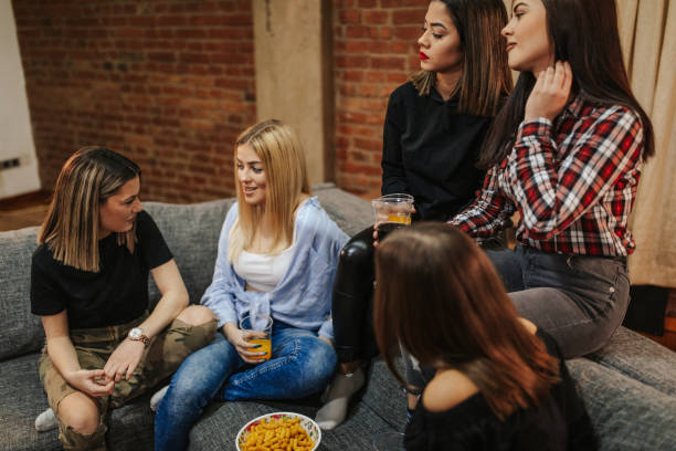 istock Friends having fun at home 1144318732