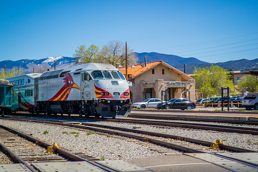 Santa Fe, NM, USA - April 14, 2018: The Rail Runner Express a commuter rail system