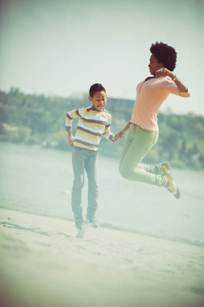 istock When you're happy, jump high. 1144322342