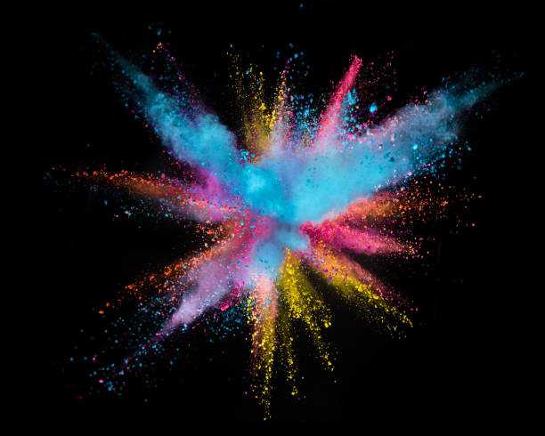 istock Explosion of colored powder on black background 1144323322
