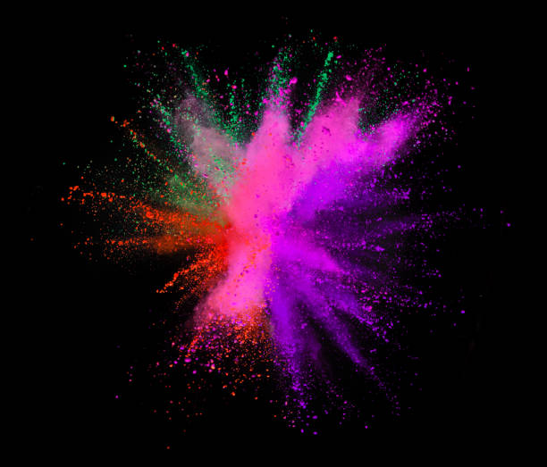 istock Explosion of colored powder on black background 1144323325
