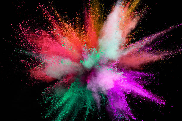 istock Explosion of colored powder on black background 1144323831