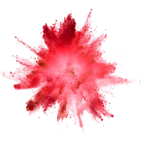 explosão do pó colorido no fundo branco - red ground - fotografias e filmes do acervo
