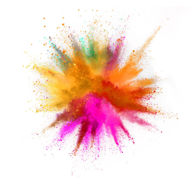 istock Explosion of colored powder on white background 1144324453