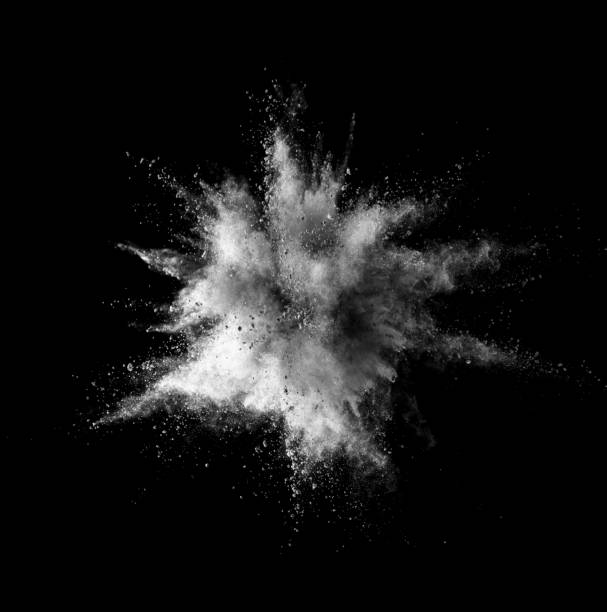 istock Explosion of white powder on black background 1144324471
