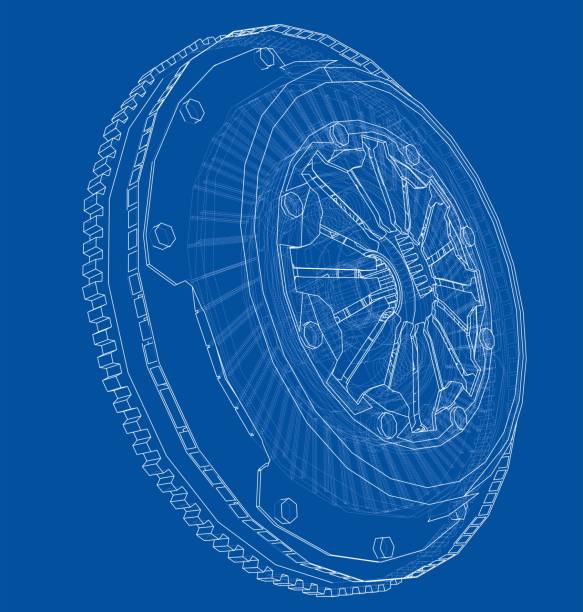 ilustrações, clipart, desenhos animados e ícones de esboço da cesta da embreagem para o carro - clutch disk