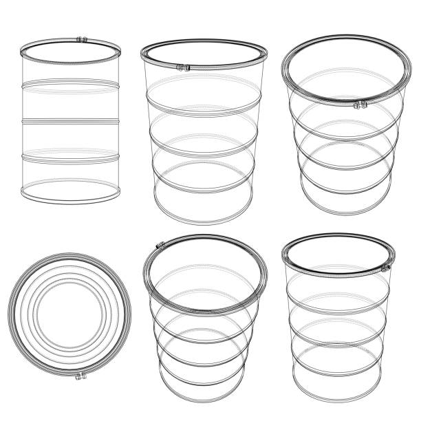istock Set of oil barrels. Vector rendering of 3d 1144327974