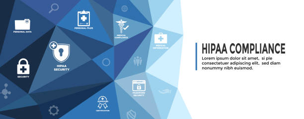 HIPAA Compliance Web Banner Header - Medical Icon Set and text HIPAA Compliance Web Banner Header with Medical Icon Set and text caduceus medical symbol backgrounds stock illustrations
