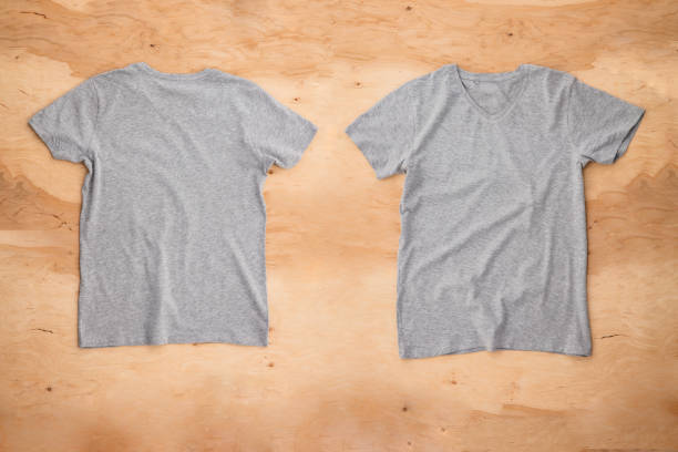 Blank clothing for design. Gray polo shirt, clothing on isolated white background, front and back view, isolated white, plain t-shirt. Mockup. Printable polo shirt design presentation, clipping path.