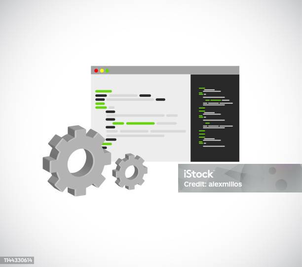 Computer Technology Code Program And Gear Stock Illustration - Download ...