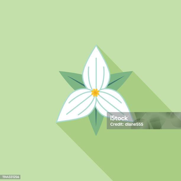 Cute Flower Icon In Flat Design Trillium Stock Illustration - Download Image Now - Trillium, Clip Art, Color Image