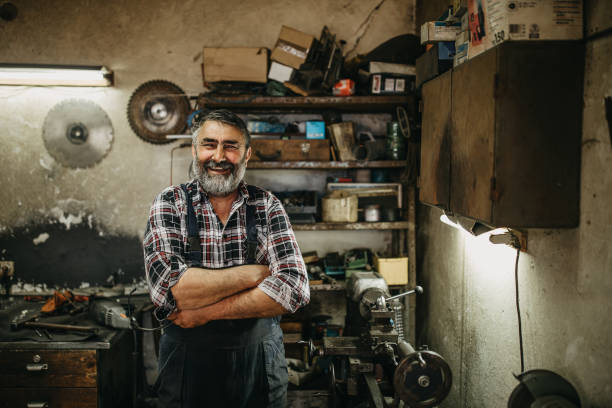 istock Senior metal worker portrait 1144332594
