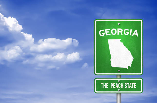 georgien-georgia highway schild-illustration - georgia stock-fotos und bilder