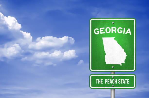 грузия - грузия шоссе знак - иллюстрация - грузия стоковые фото и изображения