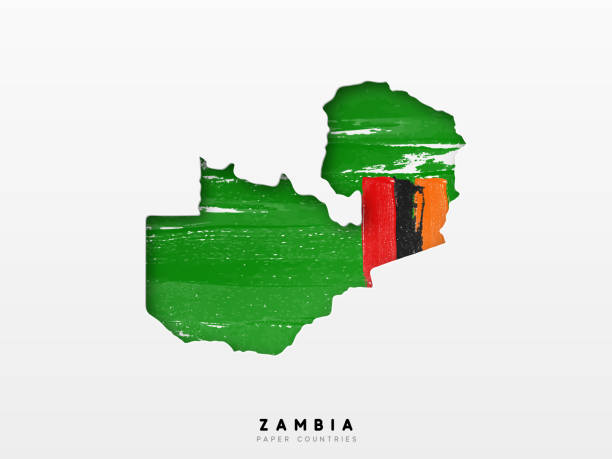 Zambia detailed map with flag of country. Painted in watercolor paint colors in the national flag Zambia detailed map with flag of country. Painted in watercolor paint colors in the national flag. zambia stock illustrations