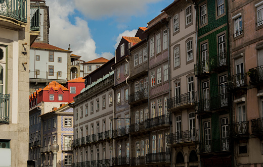 Landscape of typical colorful houses in the centre of Porto,Portugal.