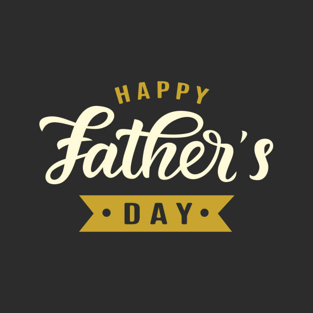 stockillustraties, clipart, cartoons en iconen met happy fathers day groet met de hand geschreven belettering - fathers day
