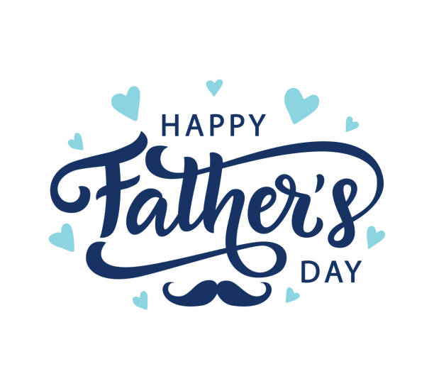 illustrazioni stock, clip art, cartoni animati e icone di tendenza di buon saluto per la festa del papà con scritte a mano - festa del papà
