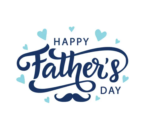 Vector illustration of Happy Fathers Day greeting with hand written lettering