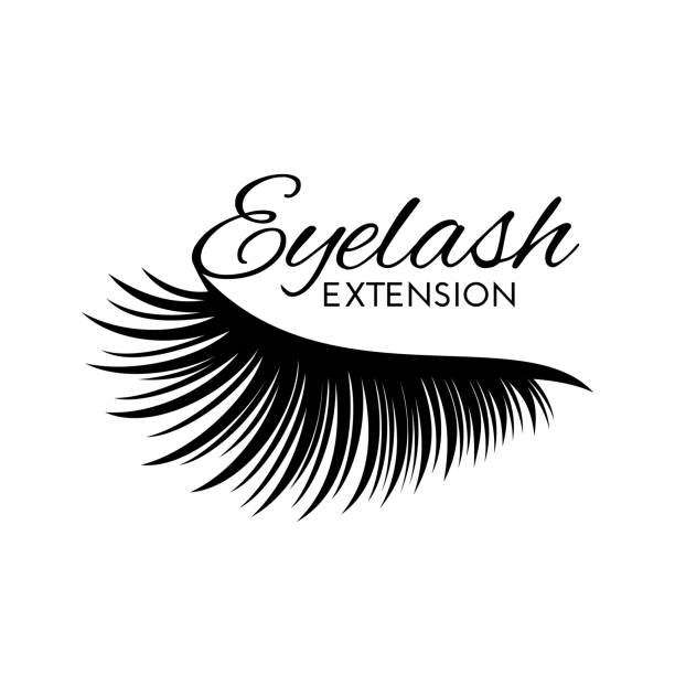 logo ekstensi eyelash lucu terisolasi di atas putih. - bulu-mata ilustrasi stok
