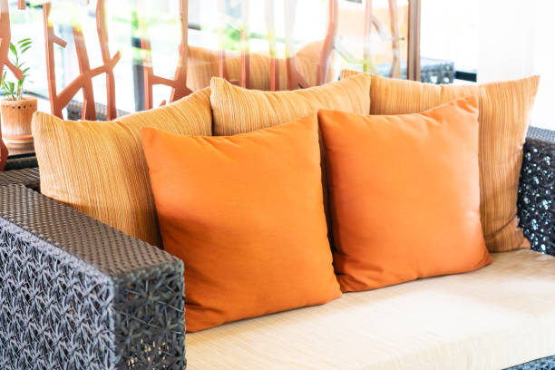 istock Comfortable pillow on sofa decoration in living room interior 1144346461