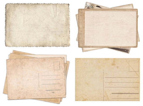 istock Set of various Old papers and postcards with scratches and stains texture isolated 1144346521