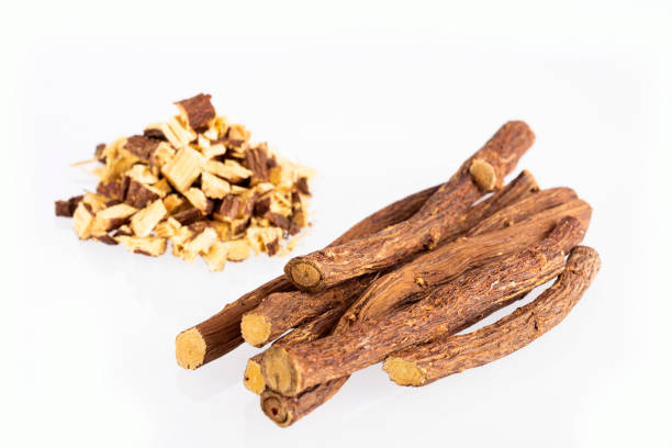 istock Licorice roots - Glycyrrhiza glabra - White background 1144349488