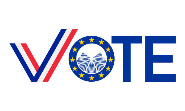 illustrazioni stock, clip art, cartoni animati e icone di tendenza di voto con bandiera francia, elezioni europee 2019 concetto vettoriale - france election presidential election french culture