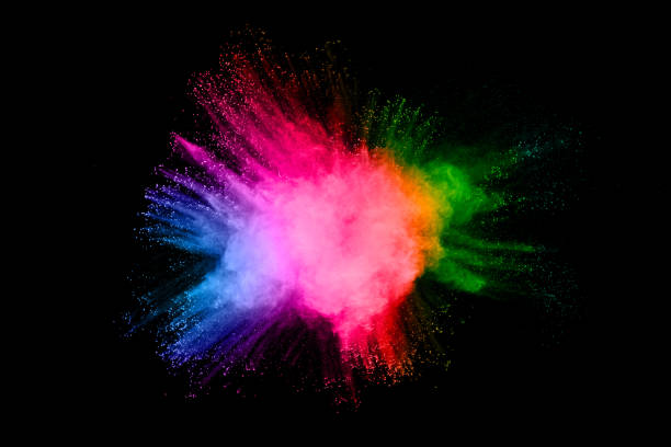 istock Colorful background of pastel powder.Multi colored dust splash on black background.Painted Holi. 1144355636