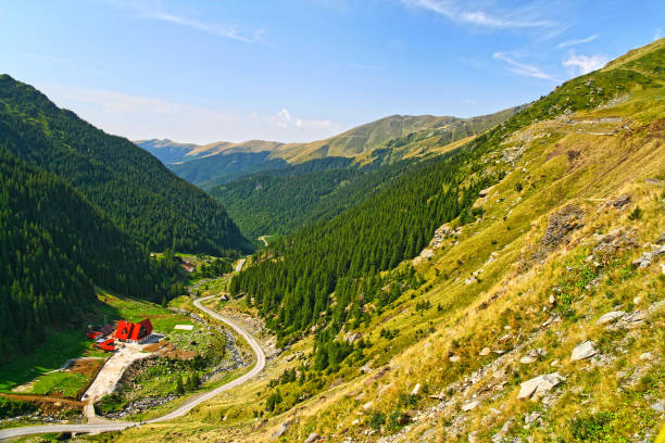 istock Green alpine valley, chalet near the forest 1144356323
