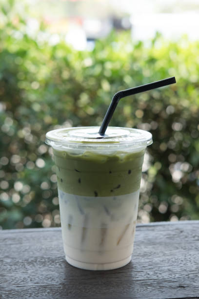 istock Iced matcha or iced matcha green tea in plastic glass 1144356379