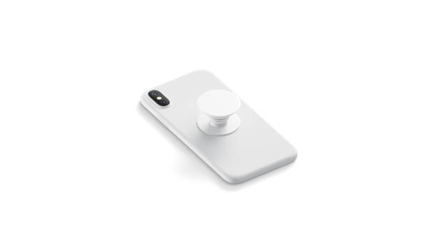 Blank white phone phone grip sticked on mobile mock up,