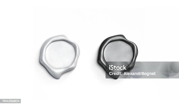 Blank White Wax Stamp Mockups Isolated On Depth Of Field Stock Photo - Download Image Now
